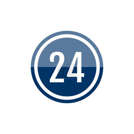 Téléchargez les illustrations : Rond verre marine vecteur illustration signe icône du numéro 24 - en licence libre de droit