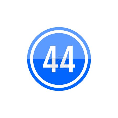 Illustration for Blue round vector illustration sign icon of number 44 - Royalty Free Image