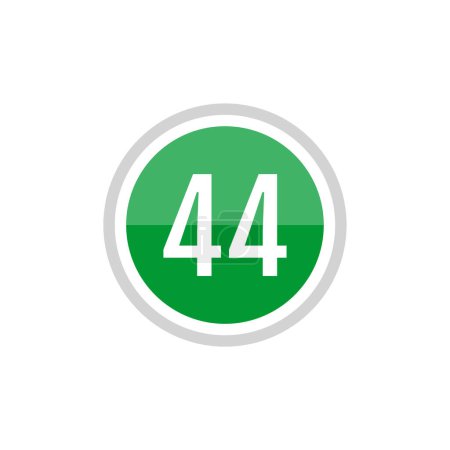 Téléchargez les illustrations : Illustration vectorielle ronde verte icône du numéro 44 - en licence libre de droit