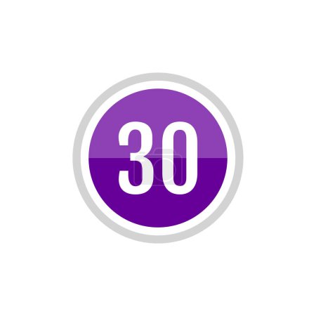 Illustration for Round glass purple vector illustration sign icon of number 30 - Royalty Free Image