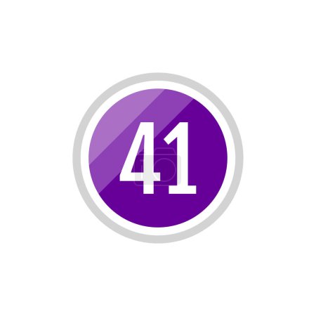 Illustration for Round glass purple vector illustration sign icon of number 41 - Royalty Free Image