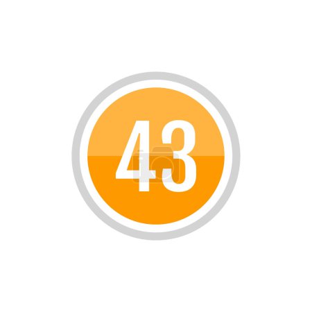 Illustration for Number 43 in round icon. simple web button - Royalty Free Image