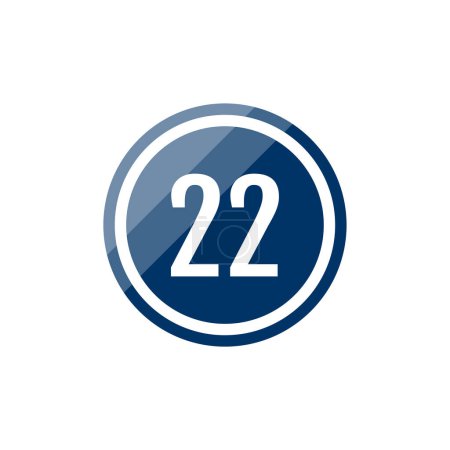 Ilustración de Vidrio redondo azul marino vector ilustración signo icono del número 22 - Imagen libre de derechos
