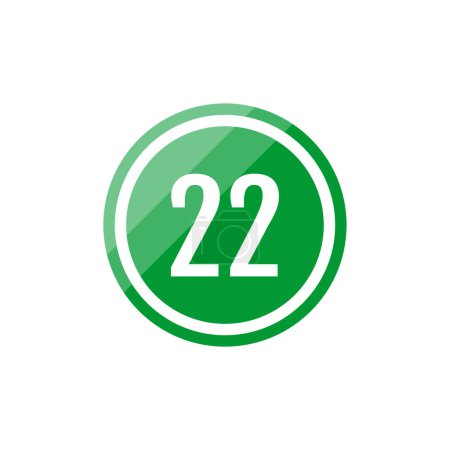 Téléchargez les illustrations : Illustration vectorielle ronde verte icône du numéro 22 - en licence libre de droit