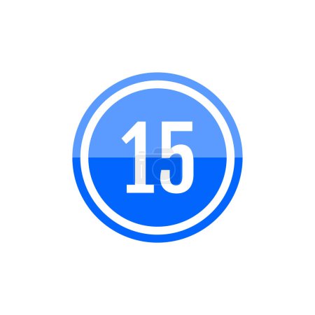 Ilustración de Icono de signo de ilustración de vector redondo azul del número 15 - Imagen libre de derechos