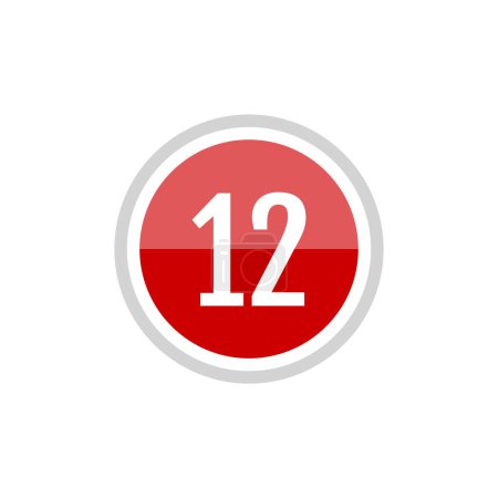 Téléchargez les illustrations : Illustration vectorielle ronde icône de signe du numéro 12 - en licence libre de droit