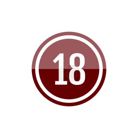Téléchargez les illustrations : Illustration vectorielle ronde icône de signe du numéro 18 - en licence libre de droit