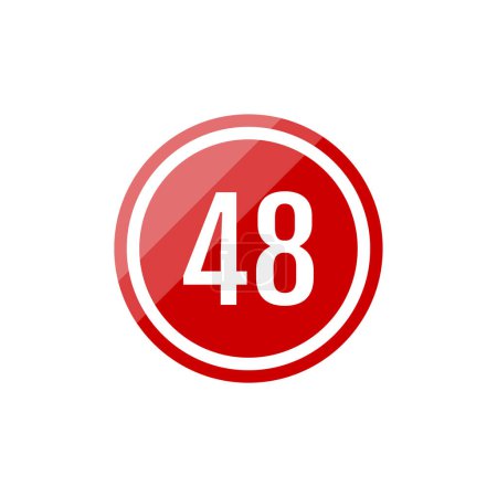 Téléchargez les illustrations : Nombre rond 48 icône design, illustration vectorielle - en licence libre de droit