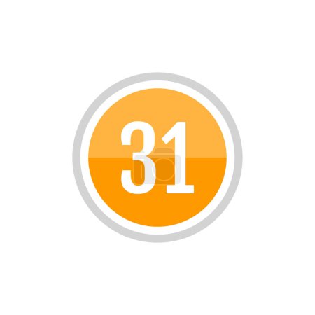 Illustration for Orange round vector illustration sign icon of number 31 - Royalty Free Image