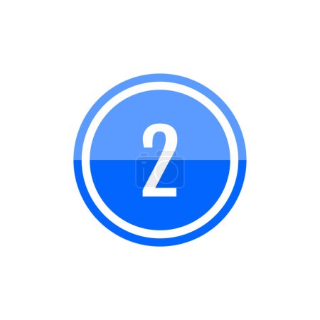 Ilustración de Icono de signo de ilustración de vector redondo azul del número 2 - Imagen libre de derechos