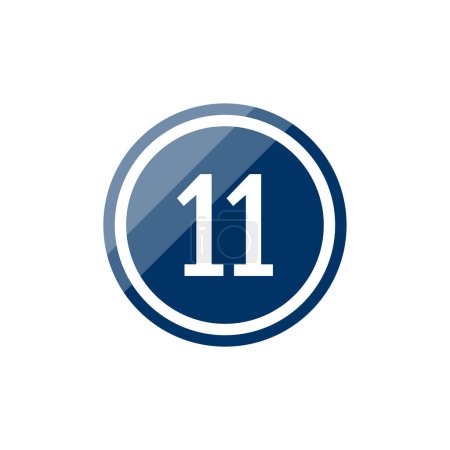 Ilustración de Cristal redondo azul marino vector ilustración signo icono del número 11 - Imagen libre de derechos
