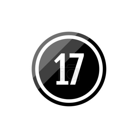 Téléchargez les illustrations : Illustration vectorielle ronde noire icône du numéro 17 - en licence libre de droit