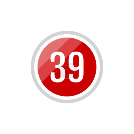 Ilustración de Número 39 en el icono redondo. botón web simple - Imagen libre de derechos