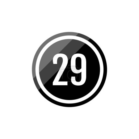Illustration for Black round vector illustration sign icon of number 29 - Royalty Free Image