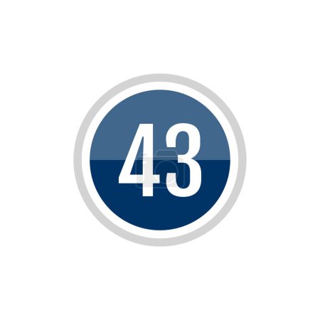 Illustration for Number 43 in round icon. simple web button - Royalty Free Image