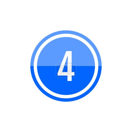 Téléchargez les illustrations : Illustration vectorielle ronde bleue icône du numéro 4 - en licence libre de droit