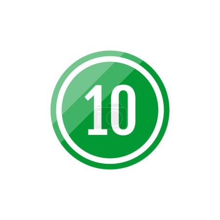 Téléchargez les illustrations : Illustration vectorielle ronde verte icône du numéro 10 - en licence libre de droit