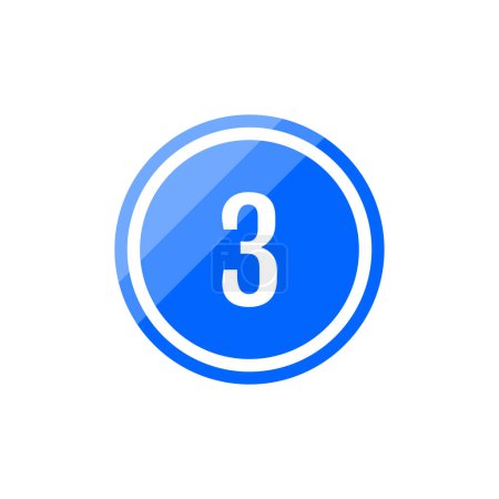 Illustration for Blue round vector illustration sign icon of number 3 - Royalty Free Image