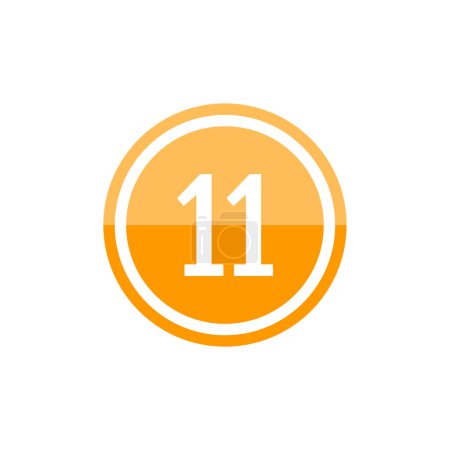 Ilustración de Icono de signo de ilustración de vector redondo naranja del número 11 - Imagen libre de derechos