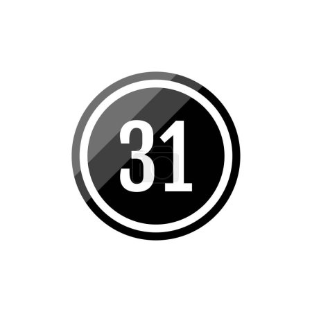 Ilustración de Icono de signo de ilustración de vector redondo negro del número 31 - Imagen libre de derechos