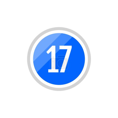 Illustration for Blue round vector illustration sign icon of number 17 - Royalty Free Image