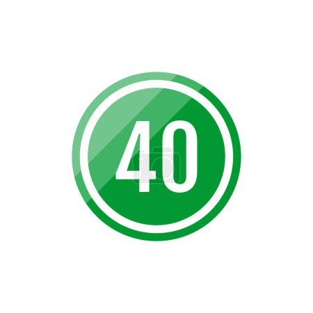Ilustración de Icono de signo de ilustración de vector redondo verde del número 40 - Imagen libre de derechos