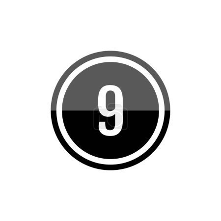 Illustration for Black round vector illustration sign icon of number 9 - Royalty Free Image
