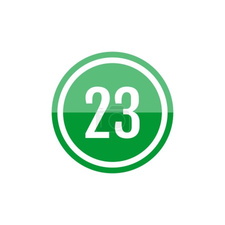 Téléchargez les illustrations : Illustration vectorielle ronde verte icône du numéro 23 - en licence libre de droit