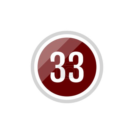 Ilustración de Número 33 en el icono redondo. botón web simple - Imagen libre de derechos