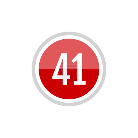 Ilustración de Vidrio redondo vector rojo icono de signo de ilustración del número 41 - Imagen libre de derechos
