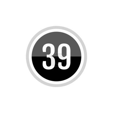 Illustration for Black round vector illustration sign icon of number 39 - Royalty Free Image