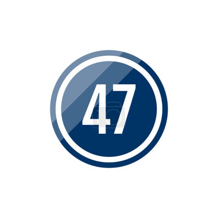 Ilustración de Vidrio redondo azul marino vector ilustración signo icono del número 47 - Imagen libre de derechos