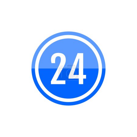 Téléchargez les illustrations : Illustration vectorielle ronde bleue icône du numéro 24 - en licence libre de droit