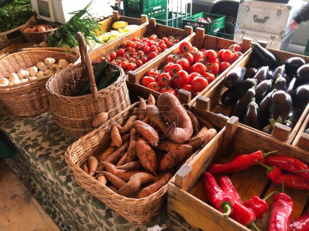 Foto de Países Bajos - 19 de febrero de 2022: Ventas de hortalizas en el mercado agrícola o feria - Imagen libre de derechos