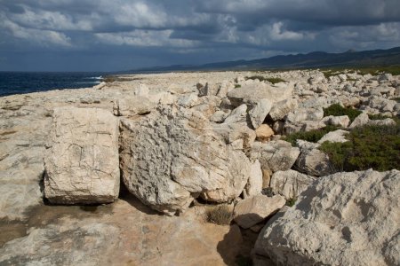 Foto de Hermosa piedra rocosa costa del mar - Imagen libre de derechos