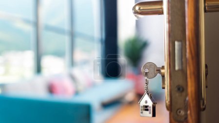 Photo for Keys from room hotel on the door - Royalty Free Image