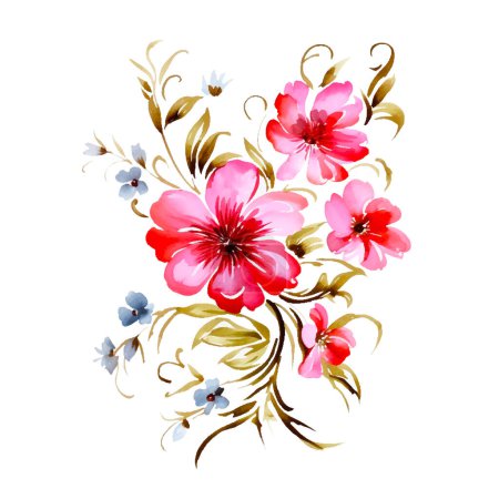 Illustration for Watercolor pink wild flowers. Isolated and editable vector - Royalty Free Image