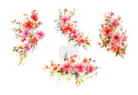Ilustración de Acuarela flores silvestres conjunto, aislado. Flores silvestres de primavera abstractas - Imagen libre de derechos