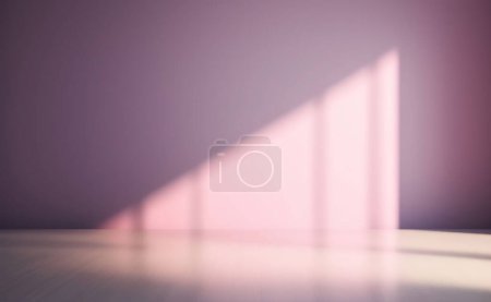 Téléchargez les photos : Empty light pink wall with beautiful chiaroscuro. Elegant minimalist background for product presentation. - en image libre de droit