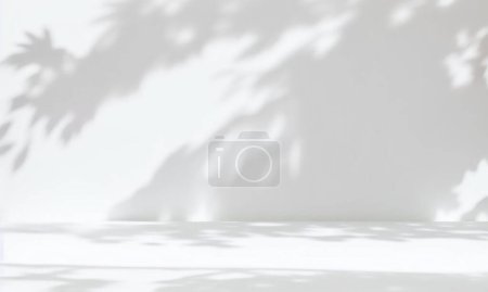 Foto de Fondo ligero minimalista con sombra de follaje borrosa en una pared blanca. Hermoso fondo para la presentación. - Imagen libre de derechos