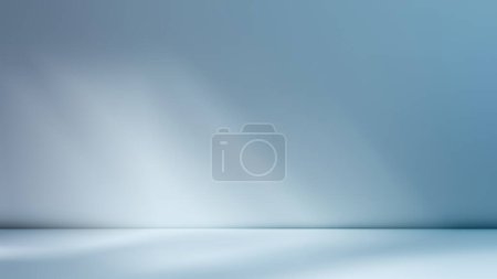 Foto de Fondo minimalista simple abstracto azul claro para la presentación del producto. Sombra y luz de las ventanas de la pared. - Imagen libre de derechos