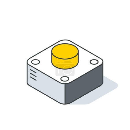 Outline button. 3d isometric vector, web icon,Contour style. Creative illustration, idea for infographics.
