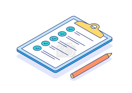 Checklist Isometric top view isolated on white background icon vector isometric. Flat style vector illustration