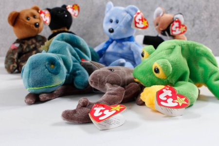 Photo for Los Angeles, California, United States - 08-24-2021: A view of a collection of Beanie Babies stuffed animal toys. - Royalty Free Image