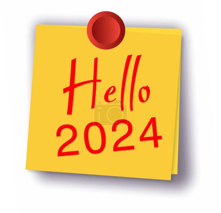 Illustration vectorielle sur le papier Hello 2024