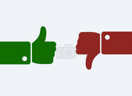 Thumb up and thumb down icon vector that shows the feeling of like and dislike on facebook