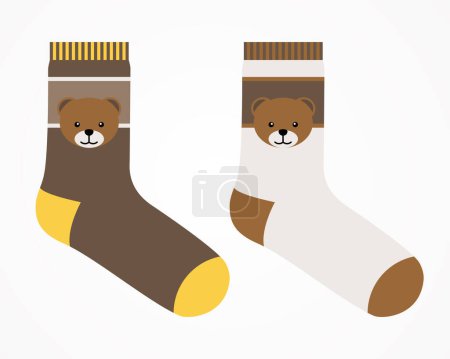Bunte Bear Design Socken isoliert auf weißem Hintergrund 