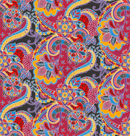 Illustration for Colorfull Seamless Paisley Pattern - Royalty Free Image
