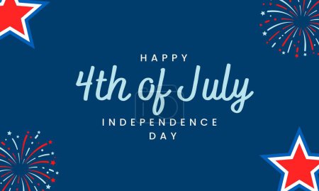 Foto de 4 de julio Plantilla de banner de fiesta del Día de la Independencia Feliz con fuegos artificiales y bandera de EE.UU. - Imagen libre de derechos