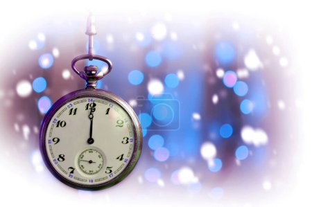 Photo for New year 's background with vintage clock and bokeh lights - Royalty Free Image